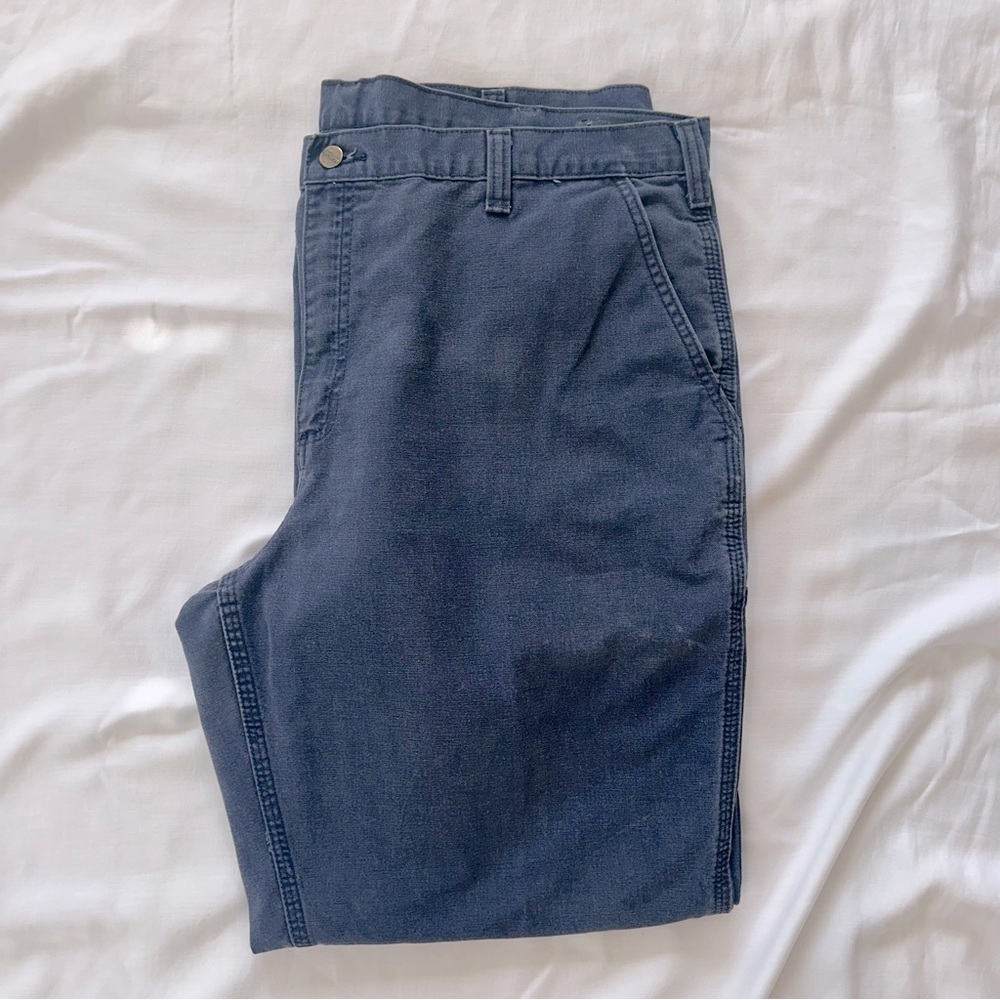 Carhartt Navy Canvas Work Pants Dungaree Fit 42x32
